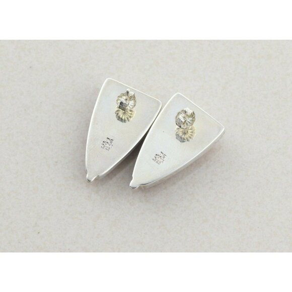 Sterling Silver Petrified Wood Earrings Stud Post Earrings - Picture 7 of 7